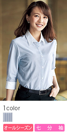 在庫限り】[通年]細かいストライプのマニッシュな半袖シャツ(21