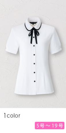 【在庫限り】[通年]丸襟がかわいい!華やかスウィートリボン付ブラウス[半袖](21-06072)