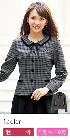 [秋冬用]リボン付きで可愛いチェック柄オーバーブラウス(21-21005)