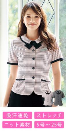 [春夏用]ボーダー柄オーバーブラウス[ニット/ストレッチ/吸汗速乾/高通気](21-26500)