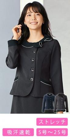 [通年]長袖オーバーブラウス[シャドーボーダー/ストレッチ/吸汗速乾](21-26602)