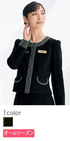 [通年]動きやすくシワになりにくいニット素材のノーカラージャケット(21-81690)