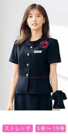 [春夏用]ネイビーに映える赤のパイピングが華やかなサマージャケット(21-86465)