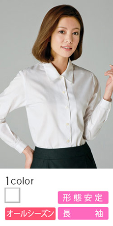 [通年]<イージーケア>形態安定加工ありベーシック・ブラウス[長袖](22-AR1433)