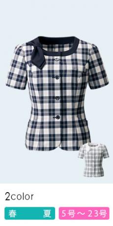 [春夏用]オーバーブラウス[チェック/高通気/抗ウイルス/抗菌防臭](22-AR7601)