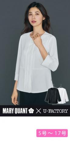 [通年]MARY QUANT タックブラウス[八分袖/ニット/吸汗速乾/防透性](22-M13081)