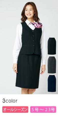 [通年]シルエットすっきり! ベーシックなセミタイトスカート<52cm>(22-UF3507)