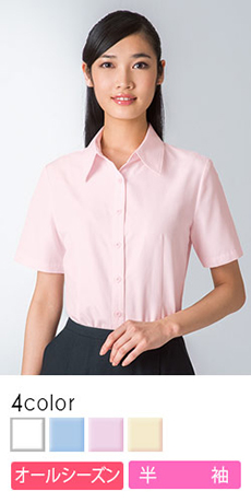 [通年]1枚で着ても透けにくいブラウス 4カラー[半袖](23-8344)