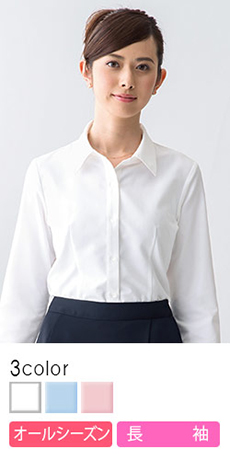 [通年]汗をかいても快適な着心地が続く多機能素材のブラウス[長袖](23-8461)