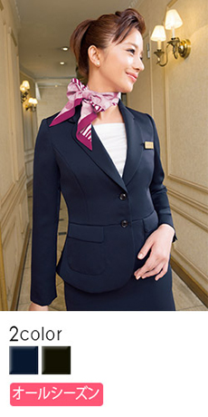 [通年]「おもてなしの心を伝える」 きれいシルエットのペプラムデザイン・ジャケット(23-9167)