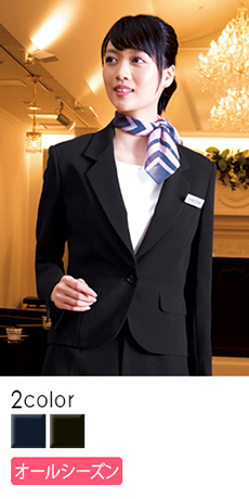 【在庫限り】[通年]華やかワーク向け しっとりシルキー1つボタンジャケット(23-WP161)