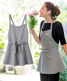 ぺプラムエプロンブラック×ホワイト(23-WP763)