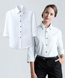 七分袖ボタンダウンシャツ[男女兼用](31-EP7619)