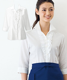イタリアンカラーシャツ/七分袖[女性用](32-24226)
