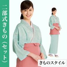 [春夏用]二部式着物セット/絽の着物スタイル(グリーン・ブルー)[女性用](33-SODL1859SET)