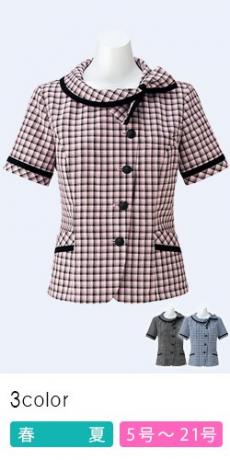 【在庫限り】[春夏用]<Lucy>サラサラで涼しい!チェック柄のリボン型オーバーブラウス(34-AJ0832)