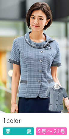 【在庫限り】[春夏用]オーバーブラウス[千鳥柄](34-AJ0842)