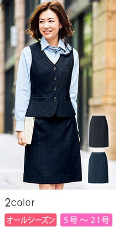 [通年]チェック柄セミタイトスカート[トラッドパターン](34-AS2309)