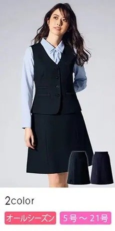 [通年]Aラインスカート[ストライプ/抗菌防臭](34-AS2324)