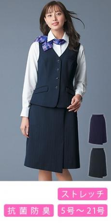 [通年]セミタイトスカート(ロング丈)[ストレッチ/ストライプ](34-AS2347)