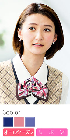 首元が華やぐ鮮やかなフラワー柄のスカーフリボン(34-BA9134)