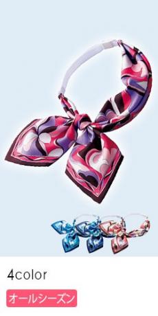 プッチ風の柄が顔周りを華やかにするスカーフリボン(34-BA9137)