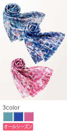 テキスタイルデザイナーとのコラボから生まれた優美な色柄のスカーフ(34-BA9139)