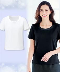 [通年]半袖ニット[衿ぐりサテン切替え](34-BCK7302)