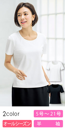 [通年]ラウンドネック半袖ニット[制菌/低刺激](34-BCK7304)