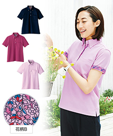レディースポロシャツ/花柄B[女性用](34-FB4019L)
