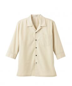 【在庫限り】ブロードオープンカラー七分袖シャツ[男女兼用](34-FB4530U)