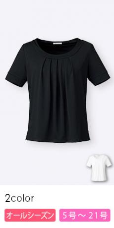 【在庫限り】[通年]女性らしいタック切替えの半袖ニット・カットソー(34-KK7808)