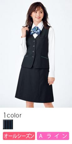 【在庫限り】[通年]防シワで快適なはき心地!高機能素材のストライプAラインスカート(34-LS2196)