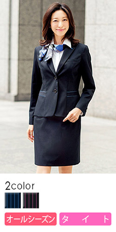 [通年]スタイルアップできる高機能素材のストライプタイトスカート(34-LS2199)