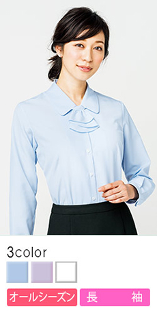 [通年]リーズナブルで多機能!可憐なリボン付きブラウス[長袖](34-RB4155)