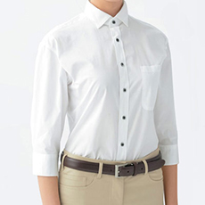 ウイングカラーシャツ/七分袖[男女兼用](35-QH7353)