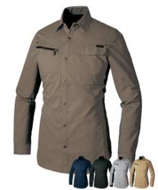 [通年]AZITOヘリンボーン 長袖シャツ(61-30635)