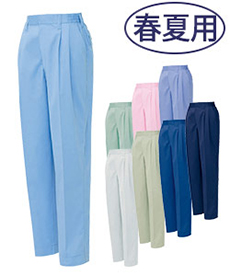 [春夏用]レディースシャーリングパンツ[ツータック][女性用](61-5323)