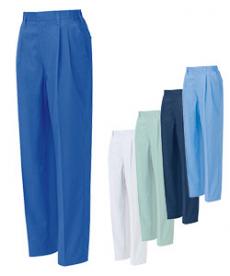 [春夏用]エコT/Cマルチワーク レディースシャーリングパンツ[ツータック][女性用](61-5363)