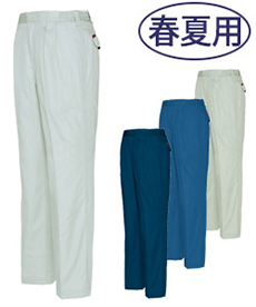 [春夏用]愛着楽綿 シャーリングワークパンツ[ツータック/綿100%][男女兼用](61-5532)