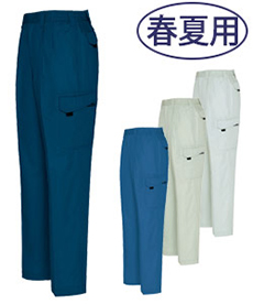 [春夏用]愛着楽綿 シャーリングカーゴパンツ[ツータック/綿100%][男女兼用](61-5534)
