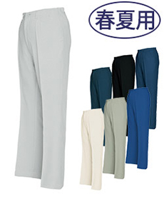 [春夏用]エコサマー裏綿 レディースシャーリングパンツ[ワンタック][女性用](61-5553)