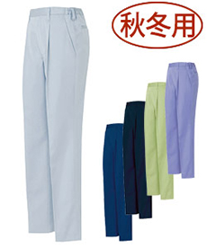 [秋冬用]レディースシャーリングパンツ[1タック][女性用](61-6325)