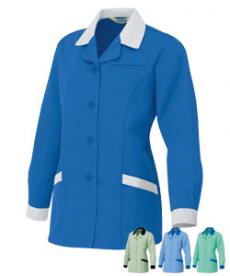 [秋冬用]エコ交織マルチワーク レディース長袖スモック[女性用](61-6366)