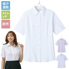 [通年]半袖ブラウス[ストライプ/ニット/吸汗速乾](61-HCB4000)