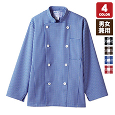 ギンガムチェックコックコート/長袖[男女兼用](71-6-491)