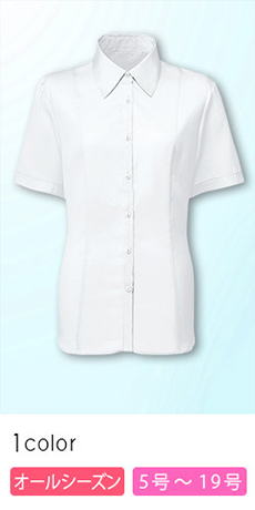 【在庫限り】[通年]襟をあけてもきれいをキープする隠しスナップ付き半袖ブラウス(76-FB710E)