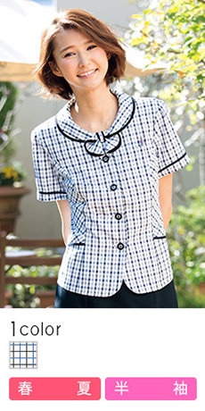 [春夏用]速乾ドライで快適が続く。爽やかなチェック柄オーバーブラウス(76-FB71184)