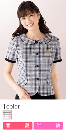 [春夏用]究極の快適さ&シルエット!フェミニンなチェック柄オーバーブラウス(76-FB71216)