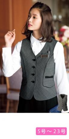 [通年]ブラックのチェック柄ベスト(76-FV35890)